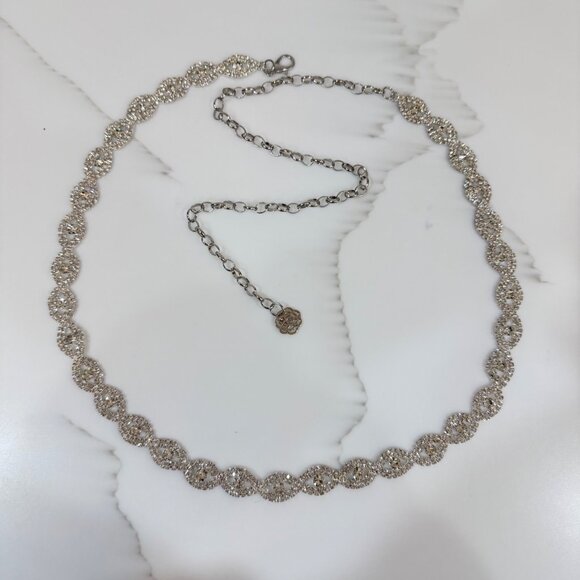 Rhinestone Womens Belt Sparkly Silver Crystal Diamond Look Wedding Bridal Formal - Picture 3 of 11